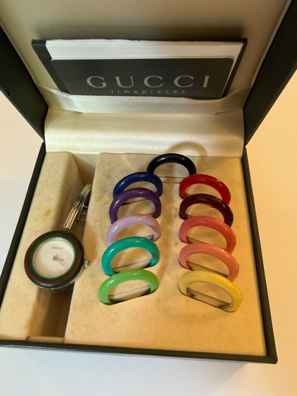 RARE Vintage GUCCI 11/12.2L Bezel Watch Silver - Full Set Box & Papers